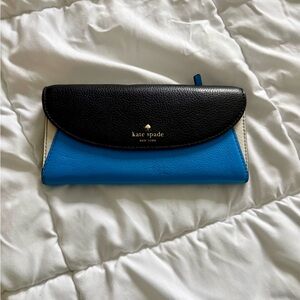 Kate Spade Black and Blue Women's Large Wallet